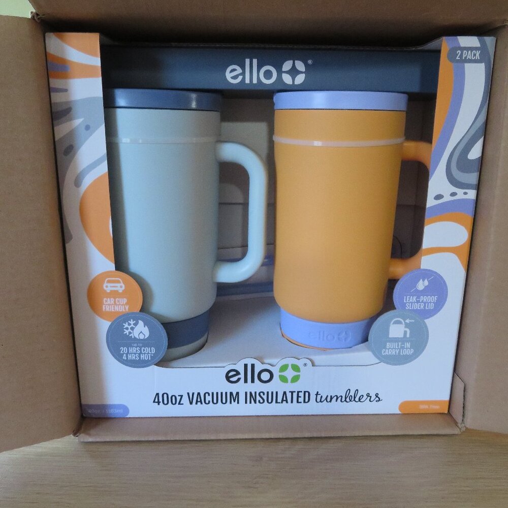 Ello Water bottle twin pack 40 0z tumblers beautiful colors. Perfect gift.New!‎